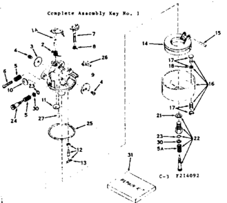 Carburetor Diagram and Parts List for 143214092  Craftsman Engine