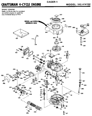 Craftsman 4-cycle Engine Diagram and Parts List for 143414102  Craftsman Engine