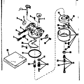 Carburetor Diagram and Parts List for 143135072  Craftsman Engine