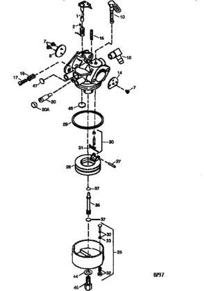 Carburetor 640105 Diagram and Parts List for 143991201  Craftsman Engine