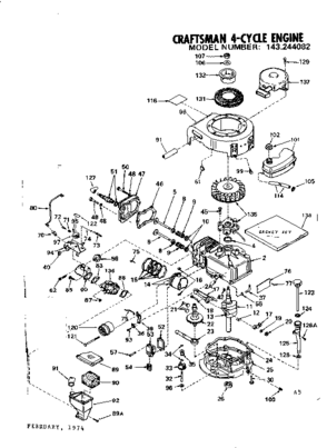 Replacement Parts Diagram and Parts List for 143244082  Craftsman Engine