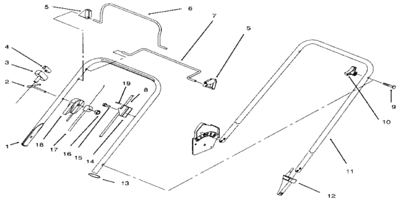 Handle Assembly Diagram and Parts List for 3938  Craftsman Lawn Mower