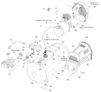 Default Diagram and Parts List for 919-16721 Type 1 Craftsman Compressor