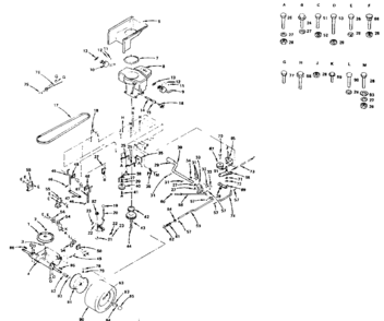 Drive Diagram and Parts List for 917255830(1987)  Craftsman Lawn Tractor