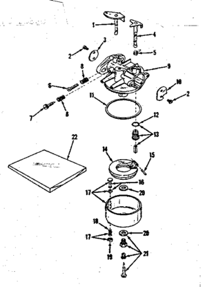 Carburetor Diagram and Parts List for 14354500  Craftsman Lawn Mower