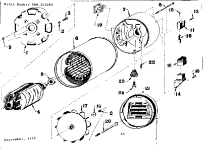 Stator Assembly Diagram and Parts List for 580320080  Craftsman Engine