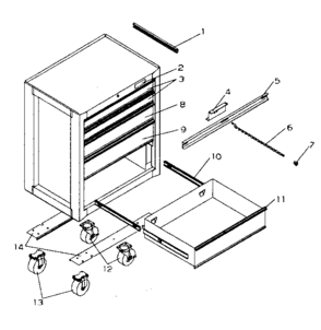 Chest Diagram and Parts List for 706659051  Craftsman Tool Stand & Cart
