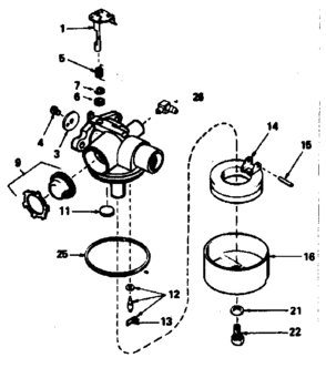 Carburetor Diagram and Parts List for 143384312  Craftsman Engine
