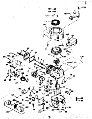 Basic Engine Diagram and Parts List for 143194012  Craftsman Engine