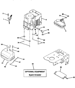 Engine Diagram and Parts List for 917259540  Craftsman Lawn Tractor