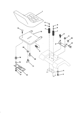Seat Assembly Diagram and Parts List for 917270651  Craftsman Lawn Tractor