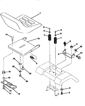Seat Assembly Diagram and Parts List for 917259547  Craftsman Lawn Tractor