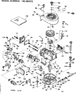 Replacement Parts Diagram and Parts List for 143284072  Craftsman Engine