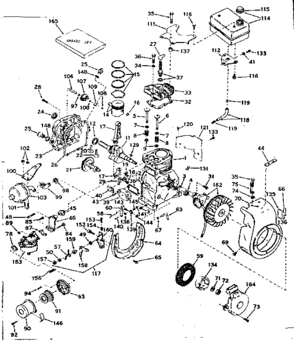 Basic Engine Diagram and Parts List for 143607052  Craftsman Engine