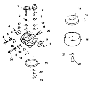 Carburetor No. 632222 Diagram and Parts List for 143376026  Craftsman Engine