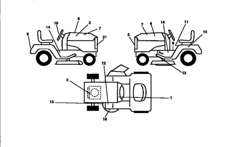 Decals Diagram and Parts List for 917258515  Craftsman Lawn Tractor