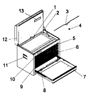 Chest Diagram and Parts List for 706657665  Craftsman Tool Stand & Cart