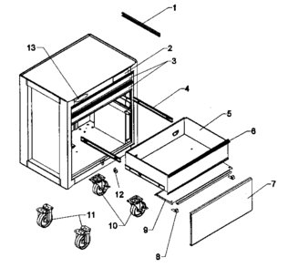 Chest Diagram and Parts List for 706659033  Craftsman Tool Stand & Cart