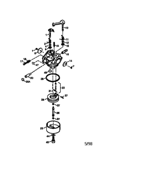 Carburetor 640125 Diagram and Parts List for 143640125  Craftsman Lawn Mower
