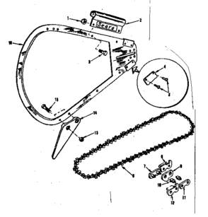 Blade And Chain Diagram and Parts List for 917352110  Craftsman Chainsaw