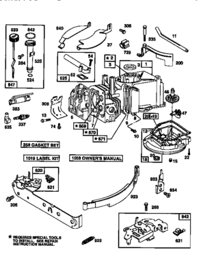 Engine  10a902-0182-03 (71,500) Diagram and Parts List for 50010A902-0182-03  Craftsman Engine