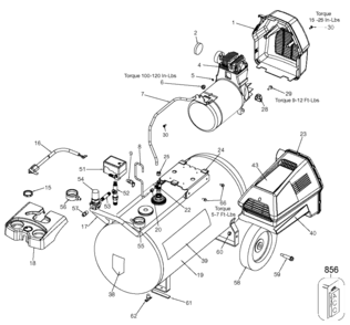 Default Diagram and Parts List for 919-72459 Type 1 Craftsman Compressor