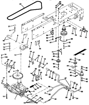 Drive Diagram and Parts List for 917257631  Craftsman Lawn Tractor