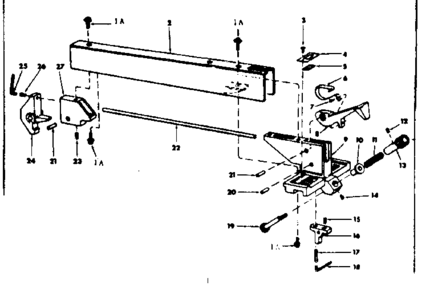 Rip Fence Assembly Diagram and Parts List for 11329953  Craftsman Power Motor