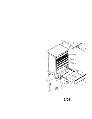 8-drawer Ball Bearing R0ll-away Diagram and Parts List for 706653165  Craftsman Tool Stand & Cart