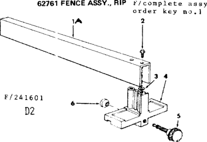 62761 Fence Assy Rip Diagram and Parts List for 113241601  Craftsman Power Motor