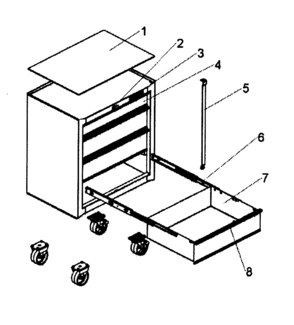 Cabinet Parts Diagram and Parts List for 706380930  Craftsman Tool Stand & Cart