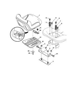 Seat Diagram and Parts List for 917286710  Craftsman Lawn Tractor