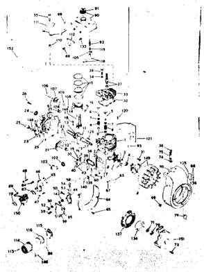 Basic Engine Diagram and Parts List for 143584102  Craftsman Engine