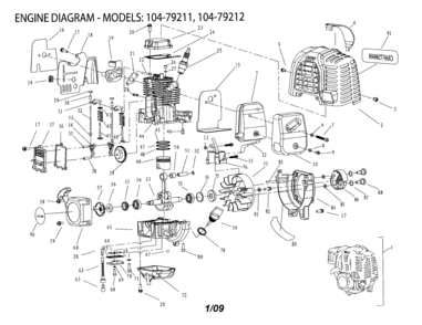 Engine Diagram and Parts List for 10479211  Craftsman Trimmer