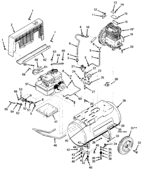Default Diagram and Parts List for 919-15725 Type 1 Craftsman Compressor