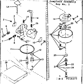Carburetor Diagram and Parts List for 143216172  Craftsman Engine