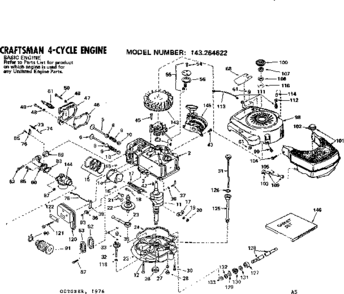 Replacement Parts Diagram and Parts List for 143264622  Craftsman Engine
