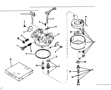 Carburetor Diagram and Parts List for 143526011  Craftsman Engine