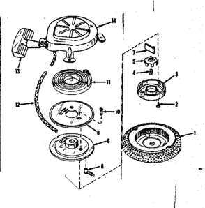 Rewind Starter No. 27649 Diagram and Parts List for 14343202  Craftsman Engine