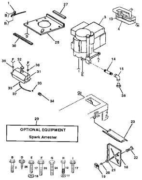 Engine Diagram and Parts List for 917257290  Craftsman Lawn Tractor
