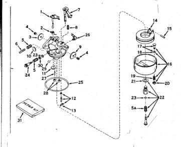 Carburetor No. 631070a Diagram and Parts List for 143574072  Craftsman Engine
