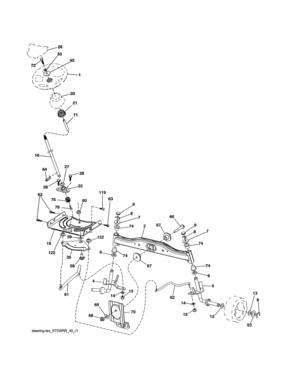 Steering Assembly Diagram and Parts List for 917991470  Craftsman Lawn Tractor