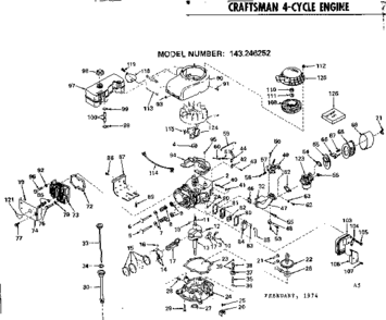 Engine Diagram and Parts List for 143246252  Craftsman Engine