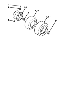 Wheels And Tires Diagram and Parts List for 917252511  Craftsman Lawn Tractor
