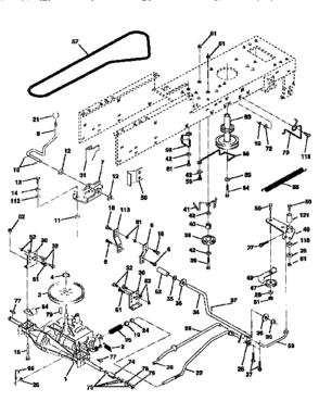 Drive Diagram and Parts List for 917258103  Craftsman Lawn Tractor