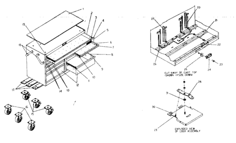 Tool Cart Diagram and Parts List for 706600080  Craftsman Tool Stand & Cart