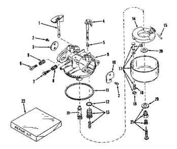 Carburetor No. 28626 & 28627 Diagram and Parts List for 14362200  Craftsman Engine