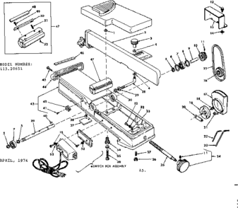 8 Inch Jointer-planer Diagram and Parts List for 11320651  Craftsman Table Saw