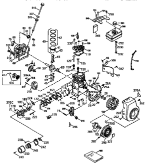 Replacement Parts Diagram and Parts List for 143953507  Craftsman Engine