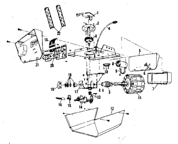 Chassis Assembly Diagram and Parts List for 13953602  Craftsman Garage Door Opener